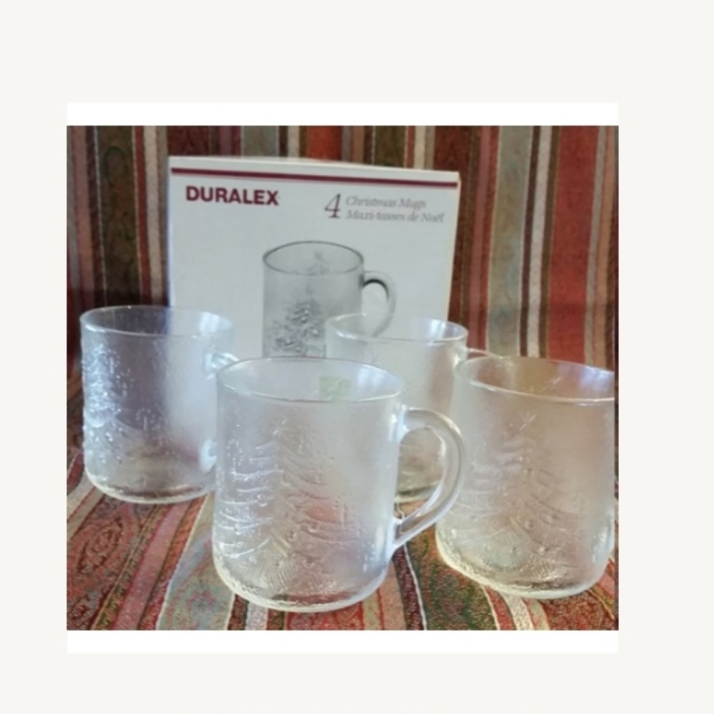Vtg set of 4 Duralex  France glass Christmas tree